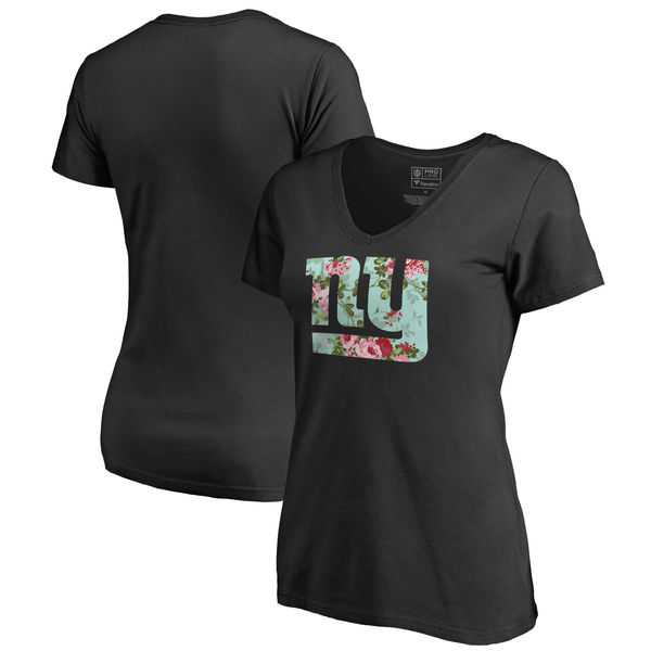 Women New York Giants NFL Pro Line by Fanatics Branded Lovely Plus Size V Neck T-Shirt Black